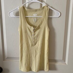 SO Women's Soft Yellow Buttoned Tank Top